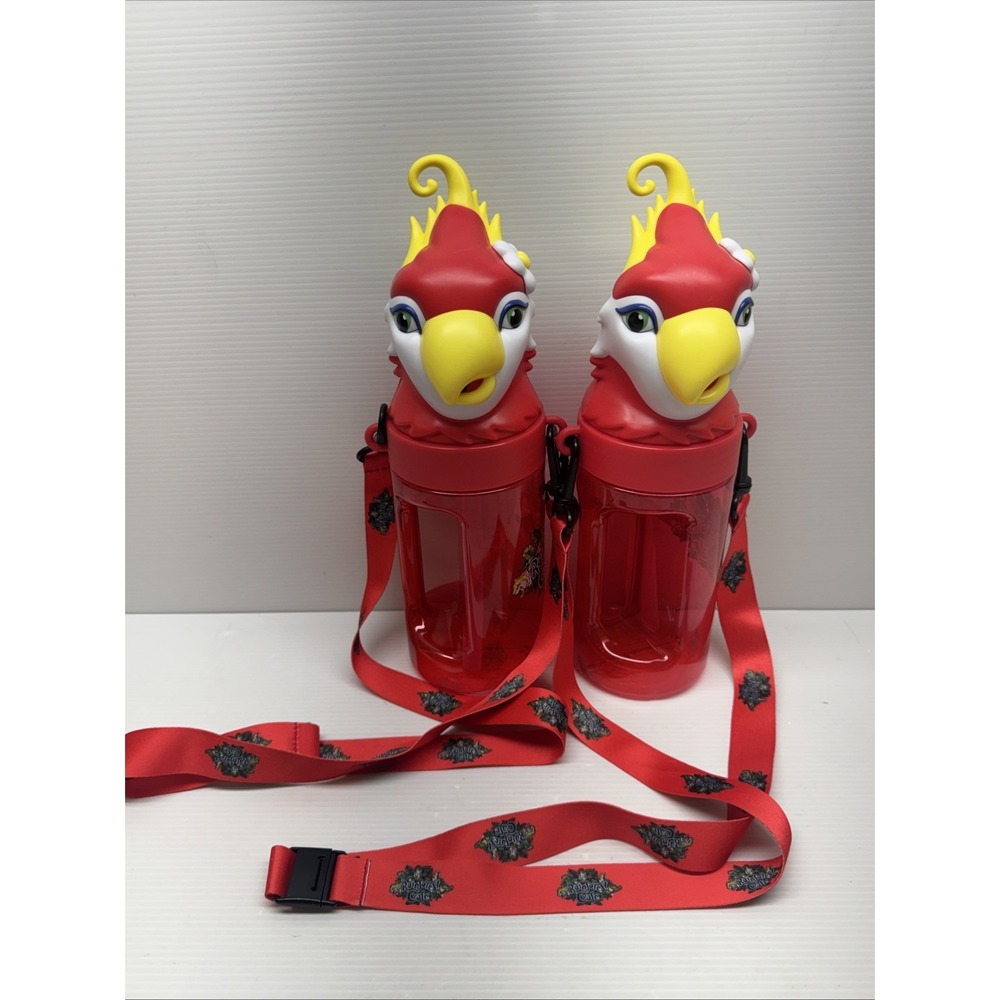 Lot Of 2 Rainforest Cafe Parrot 3D Head Souvenir Sipper Cup with Handle